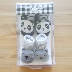 Forever & Always Baby Rattle Socks Cats and Pandas